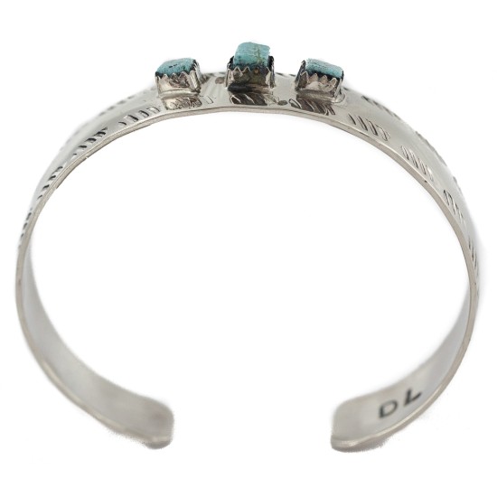 Handmade Certified Authentic Navajo Natural Turquoise Native American Nickel Bracelet 13141-10