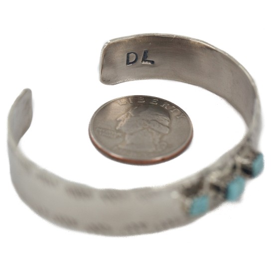 Handmade Certified Authentic Navajo Natural Turquoise Native American Nickel Bracelet 13141-10