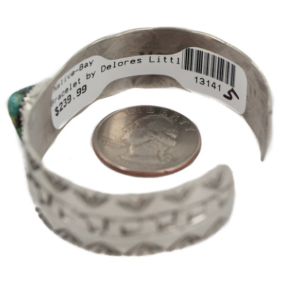 Certified Authentic Navajo Mountain Handmade Natural Navajo Turquoise Native American Nickel Bracelet 13141-5