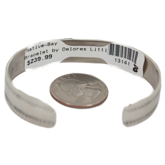 Handmade Navajo Certified Authentic Natural Turquoise Native American Nickel Bracelet 13141-8