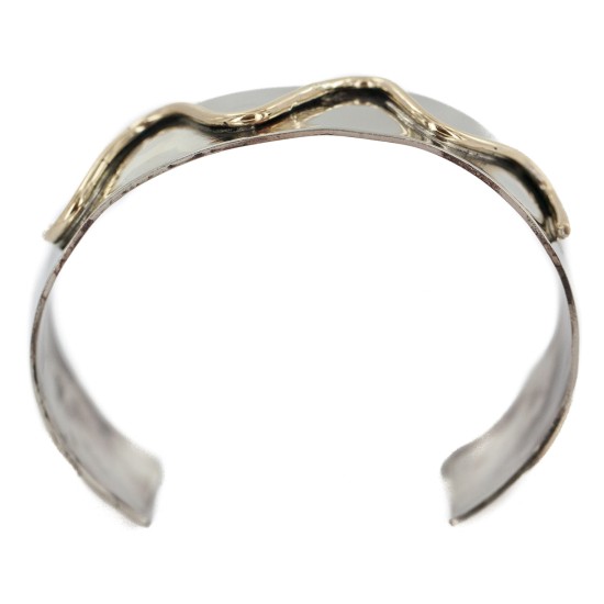 Certified Authentic Maze Handmade Navajo Native American Brass Nickel Bracelet 13142-1