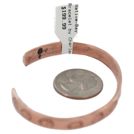 Certified Authentic Bear Handmade Navajo Native American Pure Copper Bracelet 24492-3