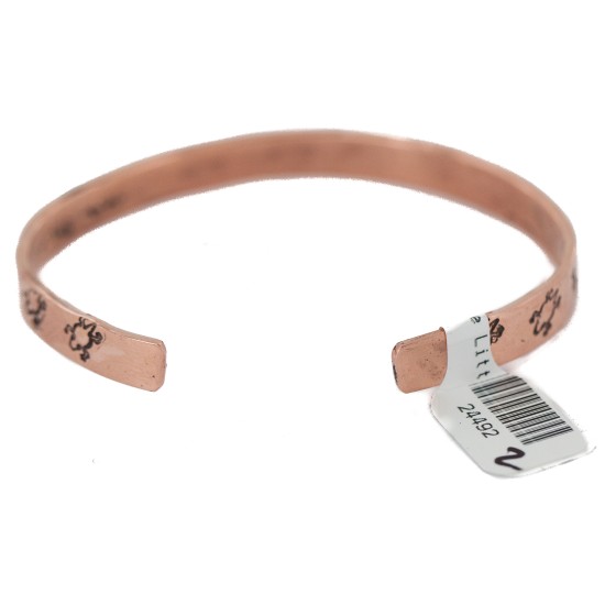 Certified Authentic Horny Toad Handmade Navajo Native American Pure Copper Bracelet 24492-2