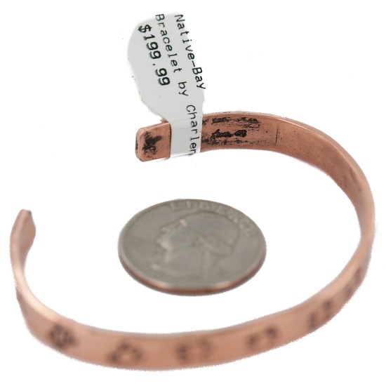 Certified Authentic Horny Toad Handmade Navajo Native American Pure Copper Bracelet 24492-2