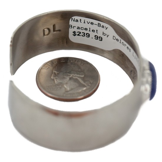 Certified Authentic Handmade Navajo Navajo Natural Lapis Native American Nickel Bracelet 13141-3