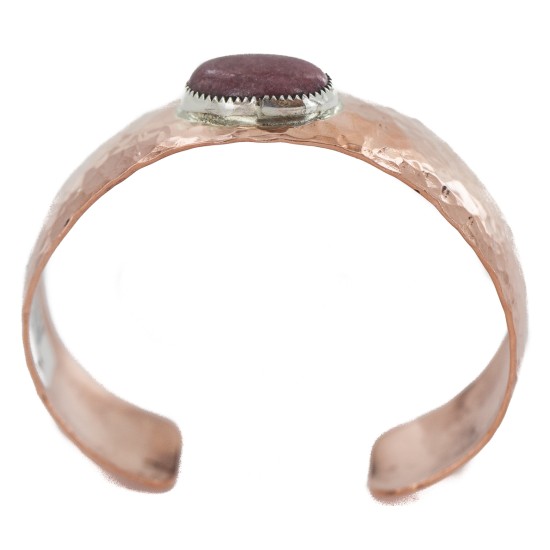 Certified Authentic Navajo Hammered Handmade Navajo Natural Charoite Native American Pure Copper Bracelet 13142-3