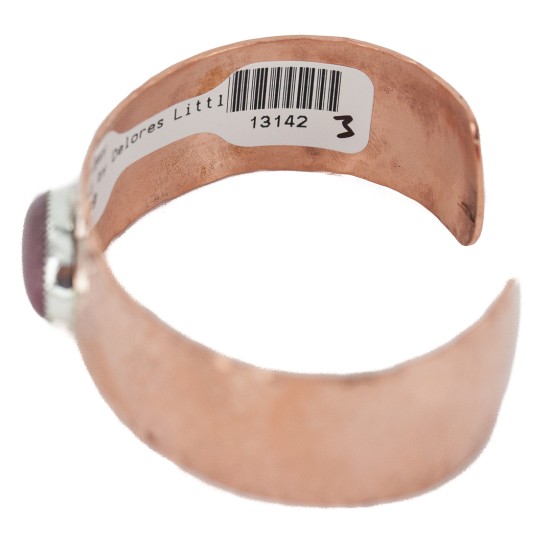 Certified Authentic Navajo Hammered Handmade Navajo Natural Charoite Native American Pure Copper Bracelet 13142-3