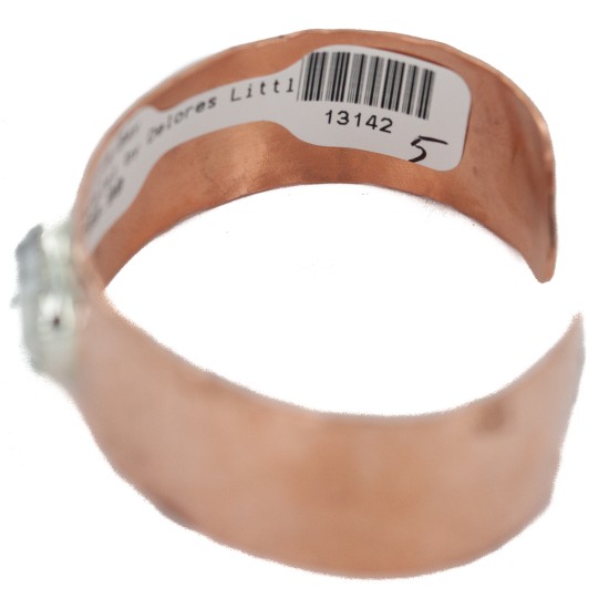 Certified Authentic Navajo Hammered Handmade Navajo White Howlite Native American Pure Copper Bracelet 13142-5