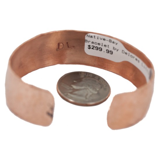 Certified Authentic Navajo Hammered Handmade Navajo White Howlite Native American Pure Copper Bracelet 13142-5