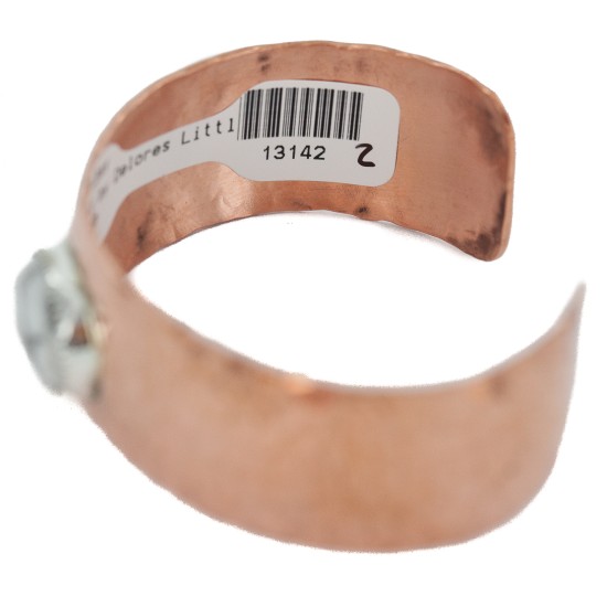 Certified Authentic Navajo Handmade Hammered Navajo White Howlite Native American Pure Copper Bracelet 13142-2