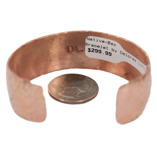 Certified Authentic Navajo Handmade Hammered Navajo White Howlite Native American Pure Copper Bracelet 13142-2