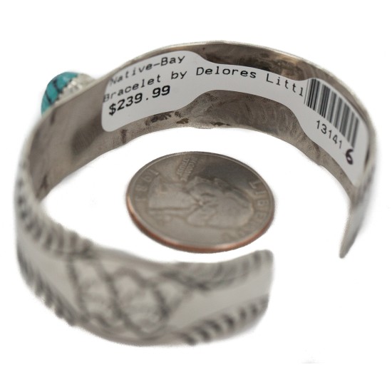 Certified Authentic Handmade Bear Navajo Navajo Natural Turquoise Native American Nickel Bracelet 13141-6
