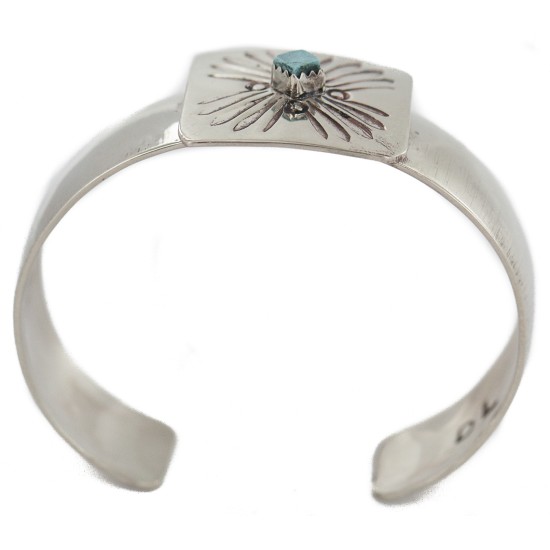 Certified Authentic Handmade Navajo Navajo Natural Turquoise Native American Nickel Bracelet 13143-3