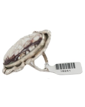 Handmade Certified Authentic Navajo Silver White Buffalo Native American Ring 18241 Handmade Certified Authentic Navajo Silver White Buffalo Native American Ring 18241