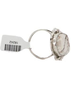 Handmade Certified Authentic Navajo Silver White Buffalo Native American Ring 18242