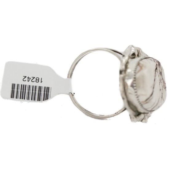 Handmade Certified Authentic Navajo Silver White Buffalo Native American Ring 18242