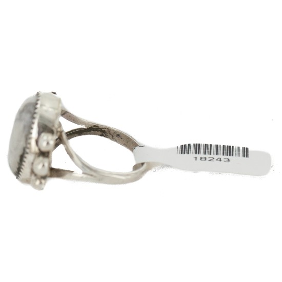 Handmade Certified Authentic Navajo .925 Sterling Silver White Howlite Native American Ring 18243