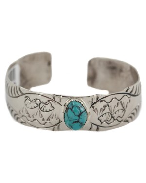 Certified Authentic Handmade Bear Navajo Navajo Natural Turquoise Native American Nickel Bracelet 13141-6