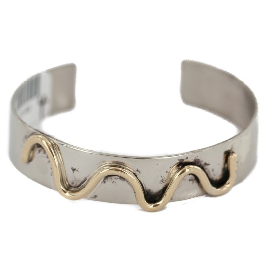 Certified Authentic Handmade Navajo Native American Brass Nickel Bracelet 13140-4