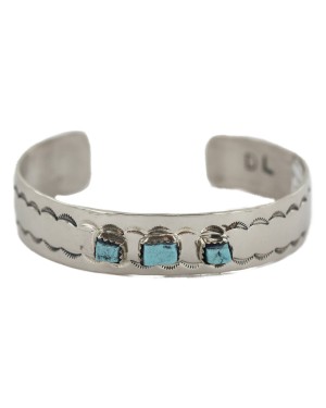 Certified Authentic Handmade Navajo Natural Turquoise Native American Nickel Bracelet 13141-9