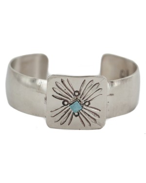 Certified Authentic Handmade Navajo Navajo Natural Turquoise Native American Nickel Bracelet 13143-3
