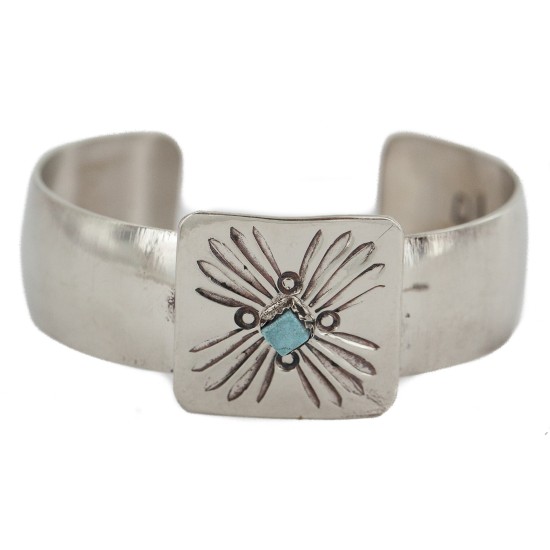 Certified Authentic Handmade Navajo Navajo Natural Turquoise Native American Nickel Bracelet 13143-3