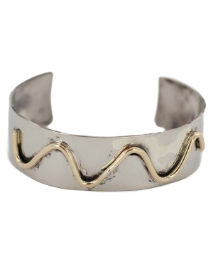 Certified Authentic Maze Handmade Navajo Native American Brass Nickel Bracelet 13142-1