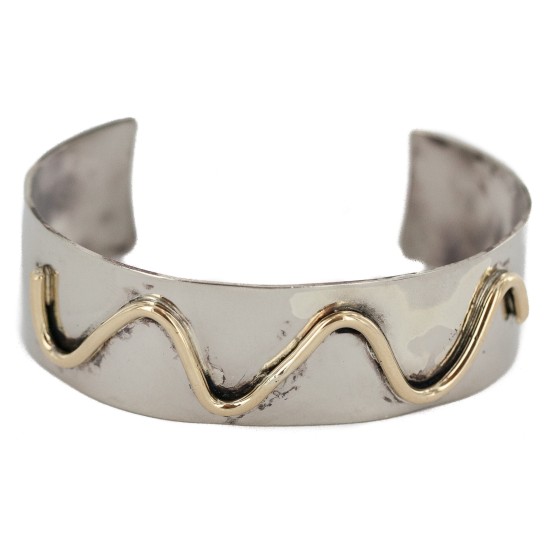 Certified Authentic Maze Handmade Navajo Native American Brass Nickel Bracelet 13142-1
