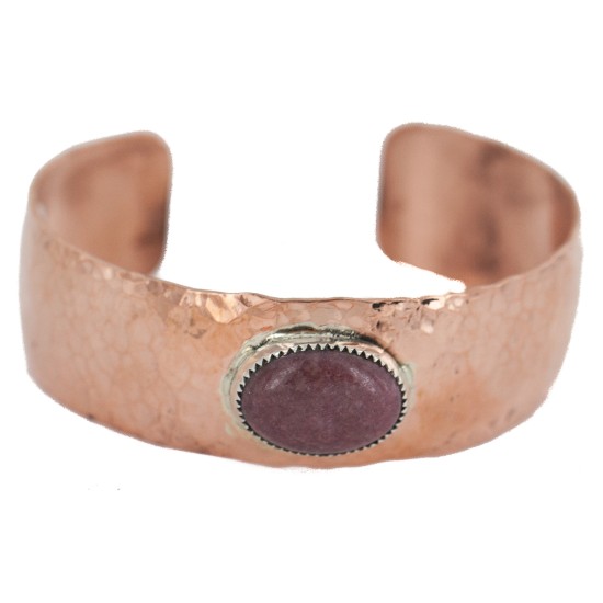 Certified Authentic Navajo Hammered Handmade Navajo Natural Charoite Native American Pure Copper Bracelet 13142-3
