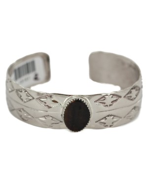 Certified Authentic Navajo Handmade Navajo Natural Tigers Eye Native American Nickel Bracelet 13141-2