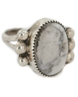 Handmade Certified Authentic Navajo .925 Sterling Silver White Howlite Native American Ring 18243 Handmade Certified Authentic Navajo .925 Sterling Silver White Howlite Native American Ring 18243