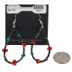 Certified Authentic .925 Sterling Silver Hooks Natural Turquoise Heishi Coral Hoop Native American Dangle Earrings 18248
