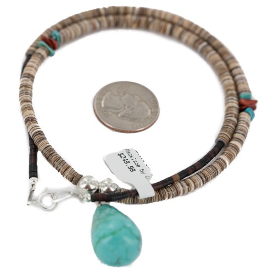 .925 Sterling Silver Navajo Certified Authentic Natural Graduated Heishi Coral Native American Necklace 18231-1 .925 Sterling Silver Navajo Certified Authentic Natural Graduated Heishi Coral Native American Necklace 18231-1