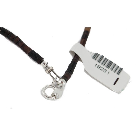 .925 Sterling Silver Navajo Certified Authentic Natural Graduated Heishi Coral Native American Necklace 18231-1 .925 Sterling Silver Navajo Certified Authentic Natural Graduated Heishi Coral Native American Necklace 18231-1