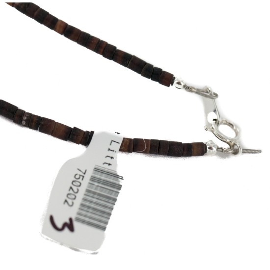Navajo .925 Sterling Silver Certified Authentic Natural Turquoise Graduated Heishi Native American Necklace  750202-3