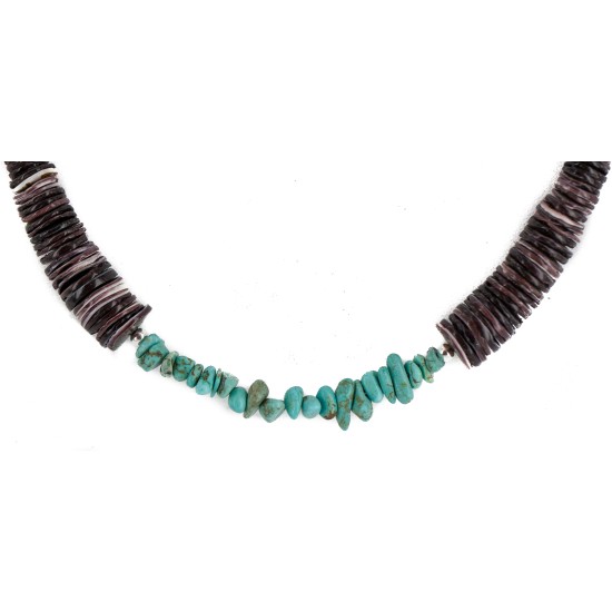 Navajo .925 Sterling Silver Certified Authentic Natural Turquoise Graduated Heishi Native American Necklace 750202-2