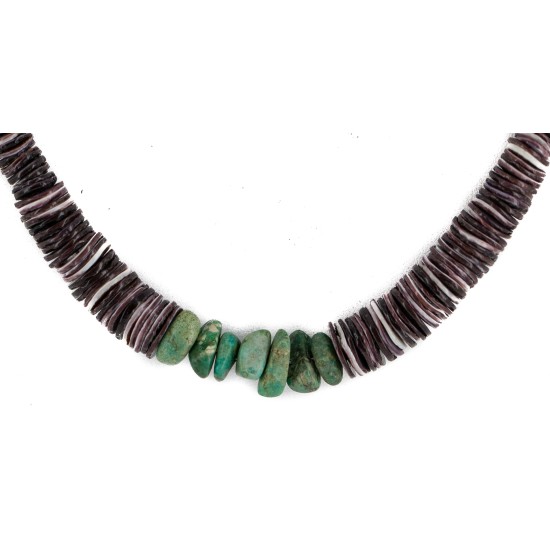 Navajo .925 Sterling Silver Certified Authentic Natural Turquoise Graduated Heishi Native American Necklace 18240-1