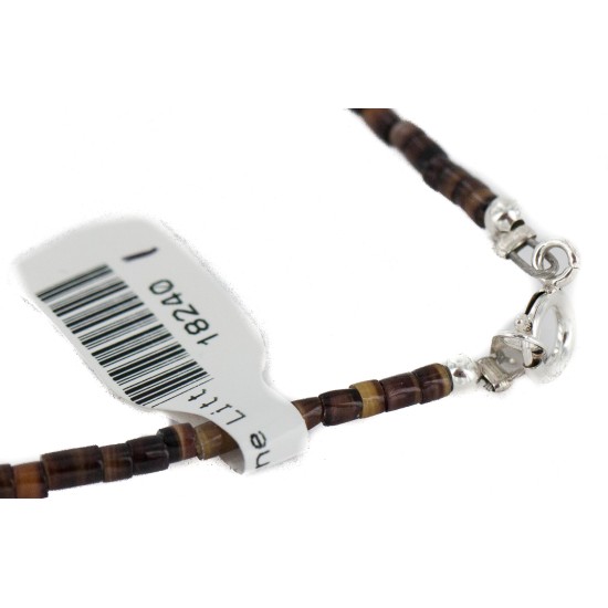 Navajo .925 Sterling Silver Certified Authentic Natural Turquoise Graduated Heishi Native American Necklace 18240-1
