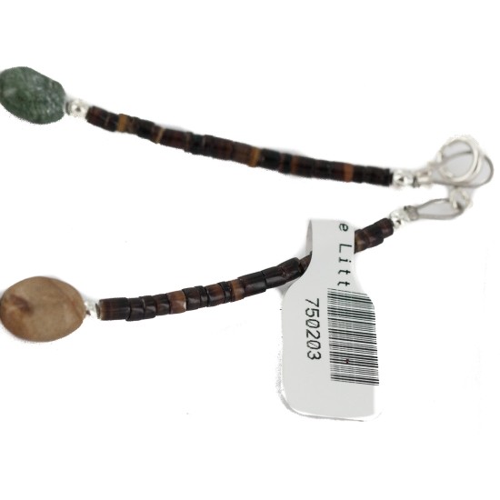 Navajo .925 Sterling Silver Certified Authentic Natural Turquoise Jasper Native American Multicolor Necklace 750203