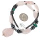 .925 Sterling Silver Hooks Certified Authentic Navajo Natural Turquoise Pink Quartz and Hematite Native American Set 18234-2-18239-2