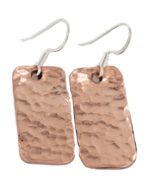 Certified Authentic Hammered Handmade Navajo Native American Pure Copper Dangle Earrings 18246