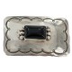 Certified Authentic Handmade Navajo Nickel Natural Black Onyx Native American Buckle 1219-2