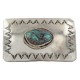 Certified Authentic Handmade Navajo Nickel Natural Turquoise Native American Buckle 1217-2