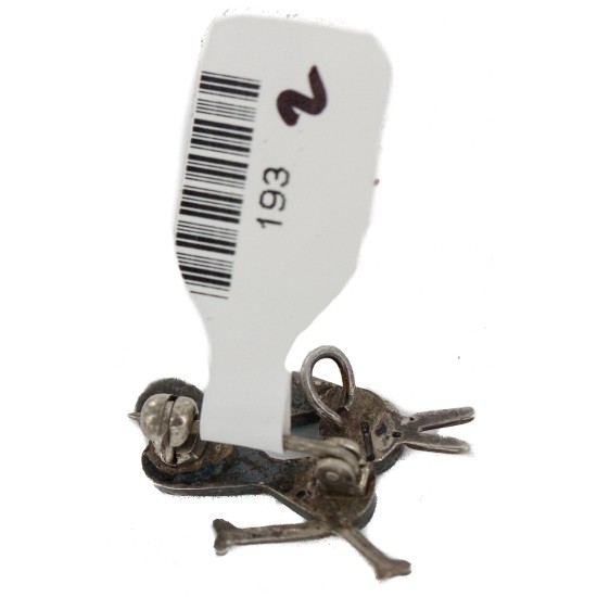 Certified Authentic Handmade Road Runner Navajo .925 Sterling Silver Natural Turquoise Black Onyx Native American Pin Pendant 193-2