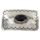 Handmade Certified Authentic Navajo Nickel Natural Black Onyx Native American Buckle 1219-1