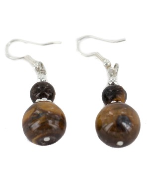 Navajo .925 Sterling Silver Certified Authentic Natural Tigers Eye Native American Dangle Earrings 17868