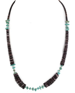 Navajo .925 Sterling Silver Certified Authentic Natural Turquoise Graduated Heishi Native American Necklace  750202-3