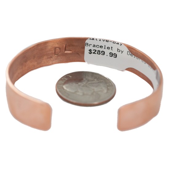 Certified Authentic .925 Sterling Silver Handmade Navajo Native American Pure Copper Bracelet 24497-12