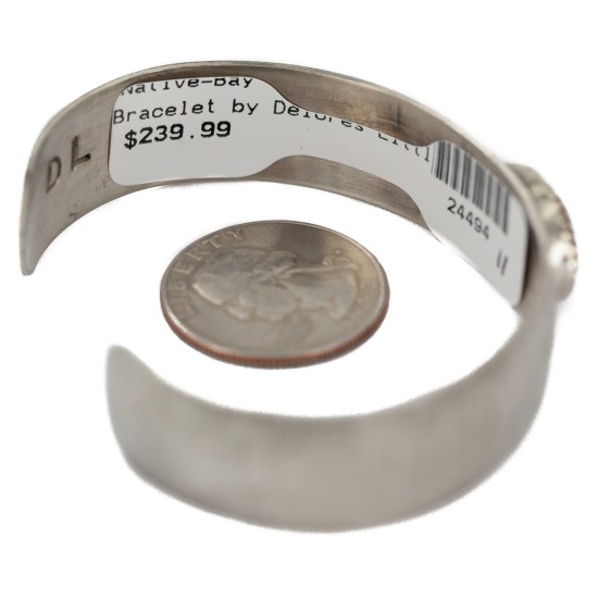 Certified Authentic Navajo Handmade Natural Tigers Eye Native American Nickel Bracelet 24494-11