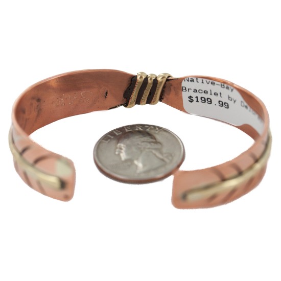 Certified Authentic Navajo Handmade Brass Native American Pure Copper Bracelet 24499-2